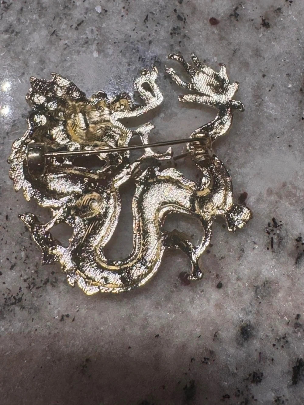 Red & Gold Dragon Brooch Pin